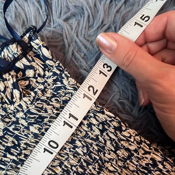 Mable Smocked Long Ruffle Sleeveless Dress Blue Floral Midi Size S - Picture 5 of 6